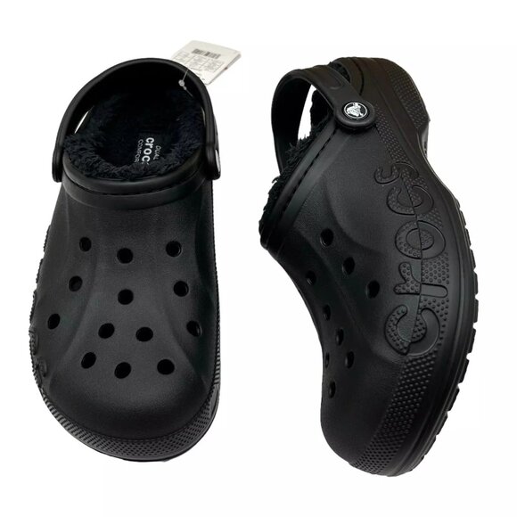 Crocs Men\'s Baya Lined Clog Size 9 Black Slip-on Faux Fur Fuzzy Warm Comfortable main image 8